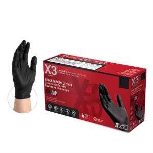 Ammex S X3 Powder Free, Textured, Black Nitrile