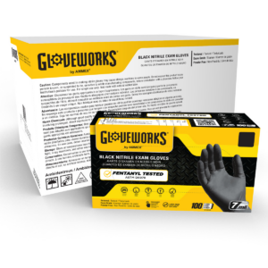 Gloveworks Black Nitrile PF Exam SM Gloves