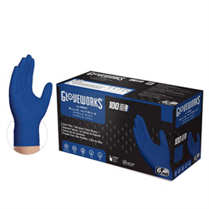 Gloveworks Royal Blue Nitrile Raised Diamond Texture Disposable Gloves, Size Large