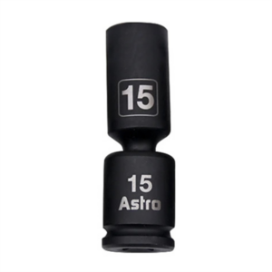 Astro Pneumatic 15MM 3/8 Inch Drive Mid-Length Pinless Universal Impact Socket - Metric
