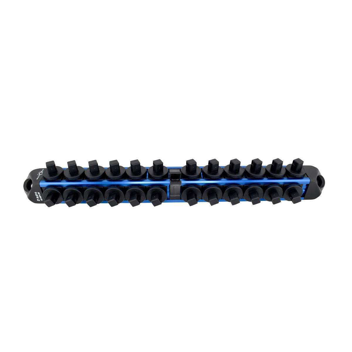 Astro Pneumatic 3/8 Inch Drive V12 Locking Magnetic Socket Organizer for 24 Sockets plus Ratchet - Blue