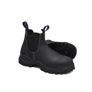 Blundstone Steel Toe Slip-On Elastic Side Boots w/ Kick Guard, Black, AU size 5, US size 6