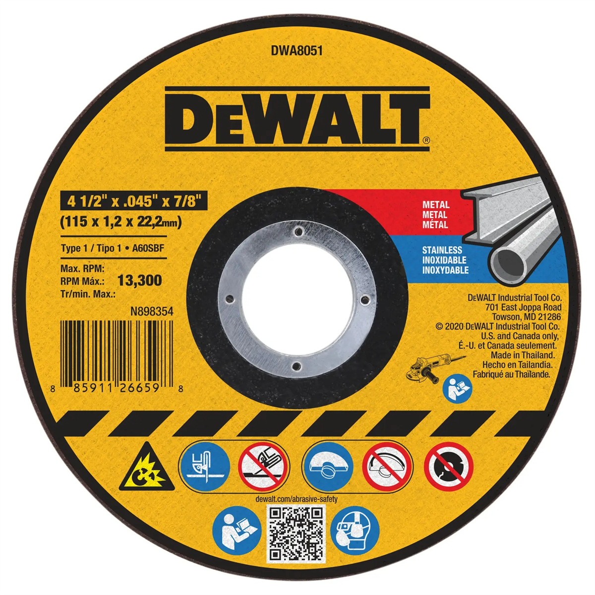 DeWalt 4-1/2-in. x .045-in. x 7/8-in. T1 Cut-Off Wheel for Metal