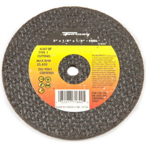 Forney Industries Cut-Off Wheel, Metal, Type 1, 3 in x 1/8 in x 1/4 in