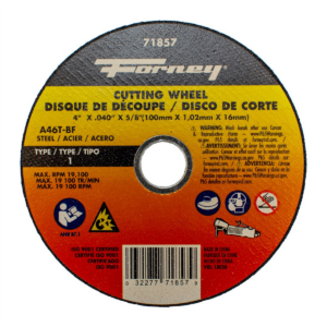 Forney Industries Cut-Off Wheel, Metal, Type 1, 4 in x .040 in x 5/8 in