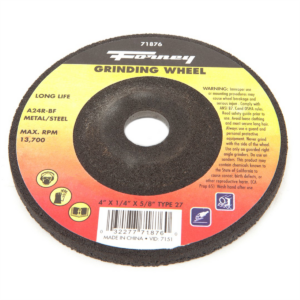 Forney Industries Grinding Wheel, Metal, Type 27, 4 in x 1/4 in x 5/8 in
