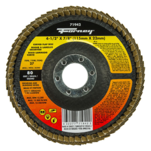Forney Industries Curved Edge Flap Disc, 4-1/2 in x 7/8 in, 80 Grit