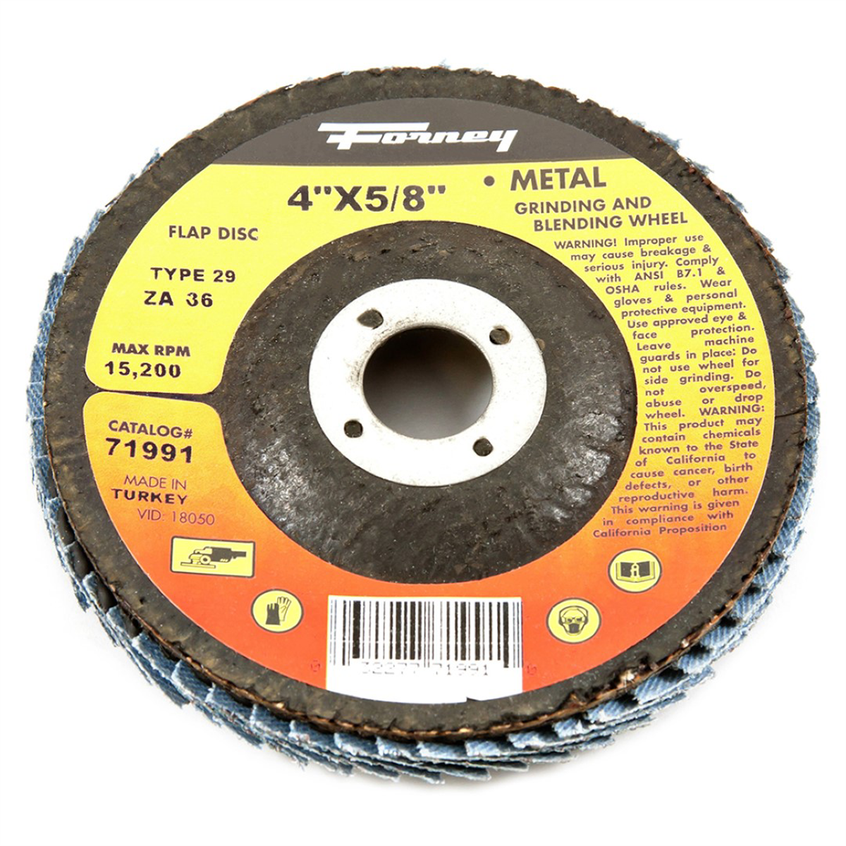 Forney Industries Flap Disc, Type 29, 4 in x 5/8 in, ZA36