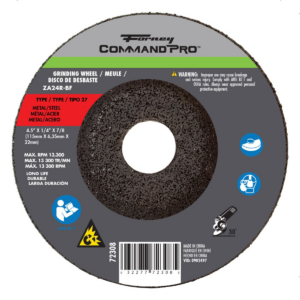 Forney Industries Grinding Wheel, Metal, Type 27, 4-1/2 in x 1/4 in x 7/8 in