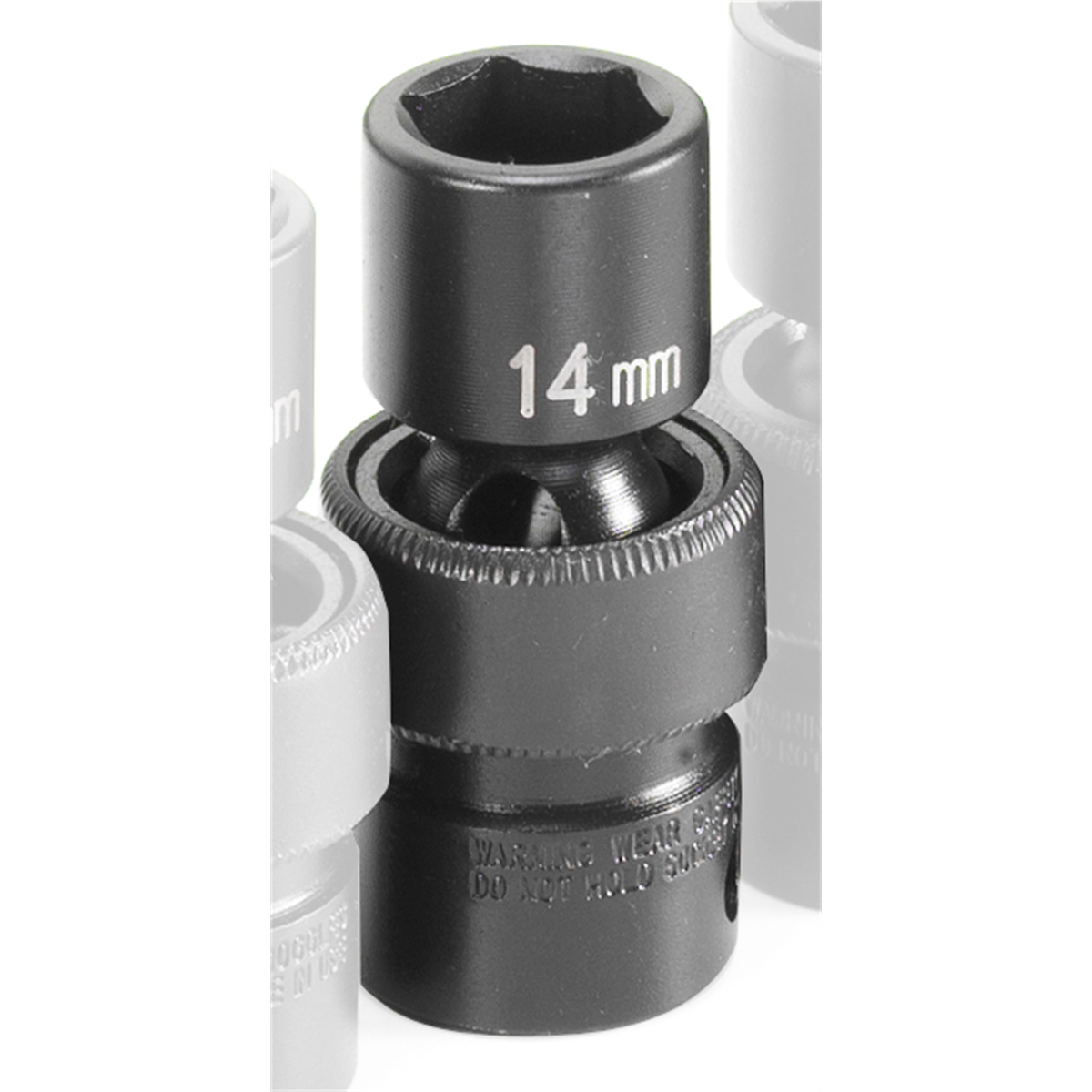 Grey Pneumatic 3/8" Drive x 14mm Standard Universal Socket 6 Point - Black