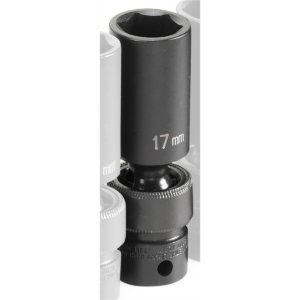 Grey Pneumatic 3/8" Drive x 17mm Deep Universal Socket 6 Point - Black