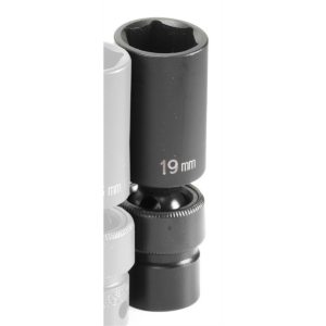 Grey Pneumatic 3/8" Drive x 19mm Deep Universal Socket 6 Point - Black