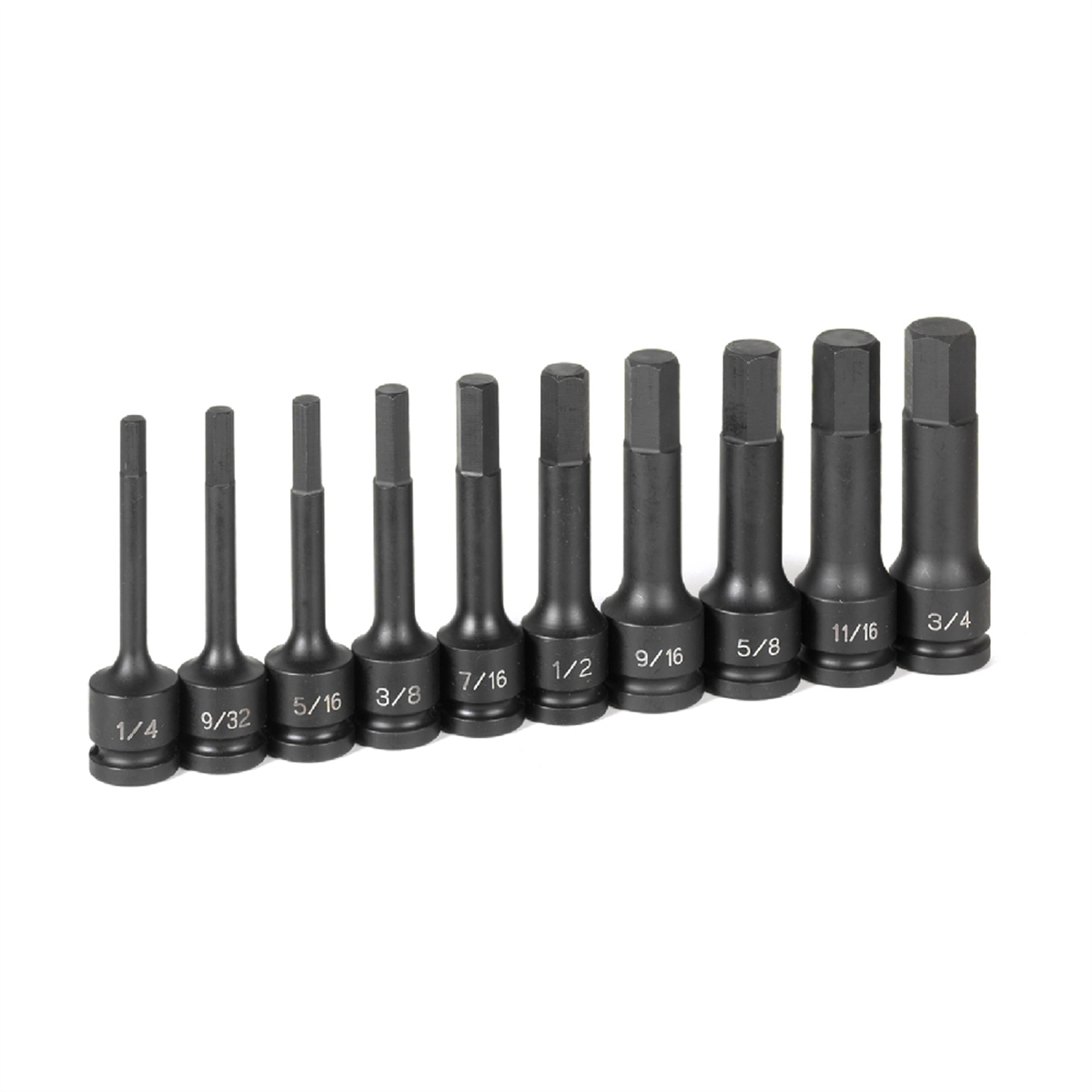 Grey Pneumatic 1/2" Drive 10 Piece 4" Length Fractional Hex Driver Set