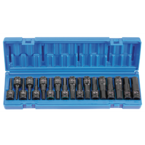 Grey Pneumatic 1/2" Drive 18 Piece Combo Hex Driver SAE/Metric Set