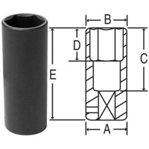 Grey Pneumatic 1/2" Drive x 21mm Extra-Thin Wall Deep Socket