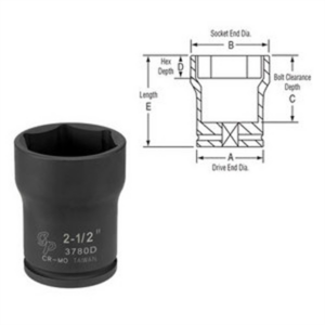 Grey Pneumatic 3/4" Drive x 2-5/8" Deep Truck Pinion Locknut Socket