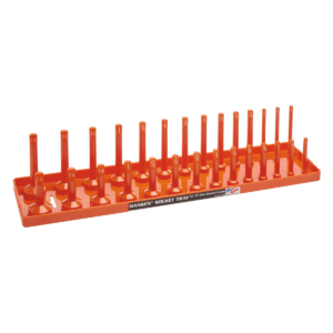 Hansen Global 1/2 Inch Standard 2 Row Regular/Deep Socket Holder Tray - Color Orange