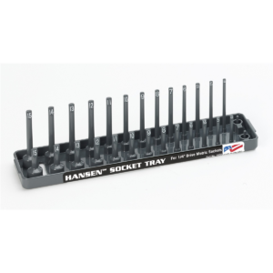Hansen Global 1/4 Inch Metric 2 Row Regular/Deep Socket Holder Tray - Grey