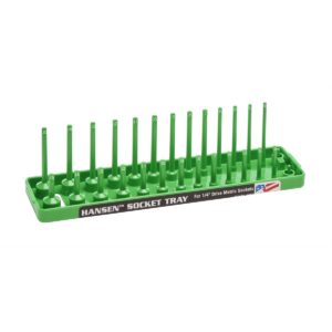 Hansen Global 1/4 Inch Metric 2 Row Regular/Deep Socket Holder Tray - Green