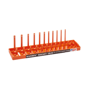 Hansen Global 1/4 Inch Standard 2 Row Regular/Deep Socket Holder Tray - Color Orange