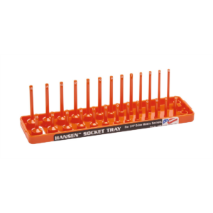 Hansen Global 1/4 Inch Metric 2 Row Regular/Deep Socket Holder Tray - Color Orange