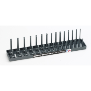Hansen Global 3/8 Inch Metric 2 Row Regular/Deep Socket Holder Tray - Grey