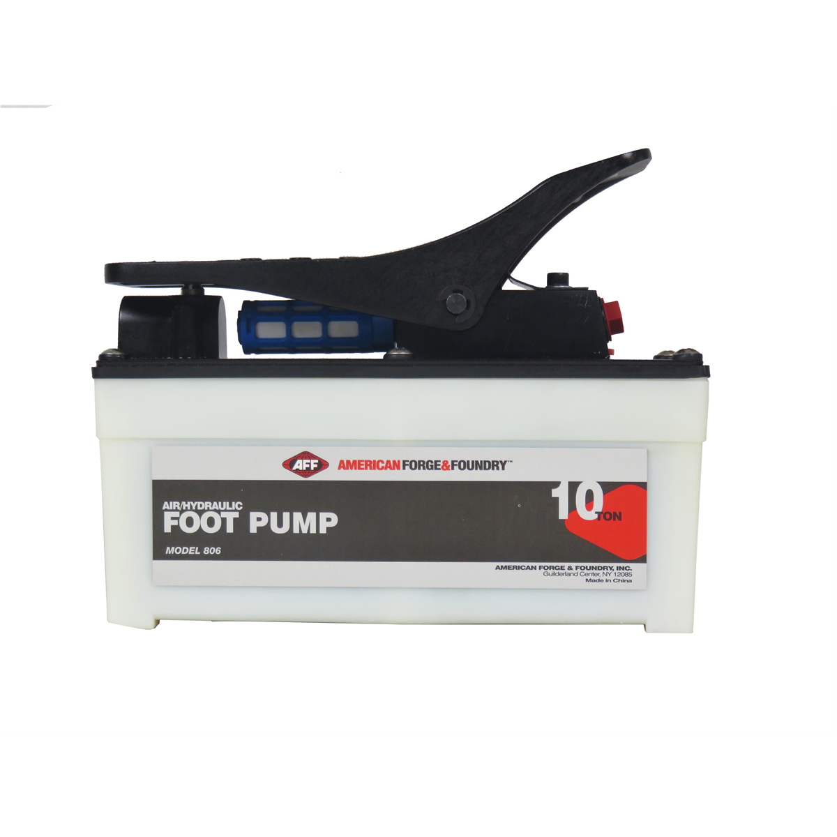 American Forge & Foundry Foot Operated Pump - Air/Hydraulic -Max Working Pressure: 10,000 PSI - Usable Oil Capacity: 29.97 cu in - Output Port Thread (Oil): 1/4" - 18NPTF - Input Port Thread (Air): 1/4" - 18NPT