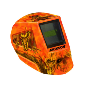 Jackson Safety Welding Helmet - Auto Darkening - Nylon - 3.94" x 3.64" Viewing Area - Shade 3/5-13 Variable ADF 1/1/1/1 - 370 Speed Dial Headgear - Hellfire Graphics