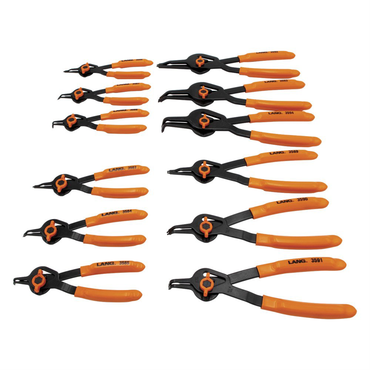 Lang Tools (Kastar) 3595 - 12-Pc. Combination Internal/External Snap Ring Plier Set