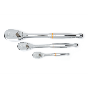 GearWrench 3 Piece 1/4 Inch, 3/8 Inch & 1/2 Inch Drive 90-Tooth Teardrop Ratchet Set