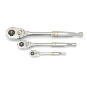 GearWrench 3 Pc. 1/4 Inch, 3/8 Inch and 1/2 Inch Drive 90-Tooth Quick Release Teardrop Ratchet Set