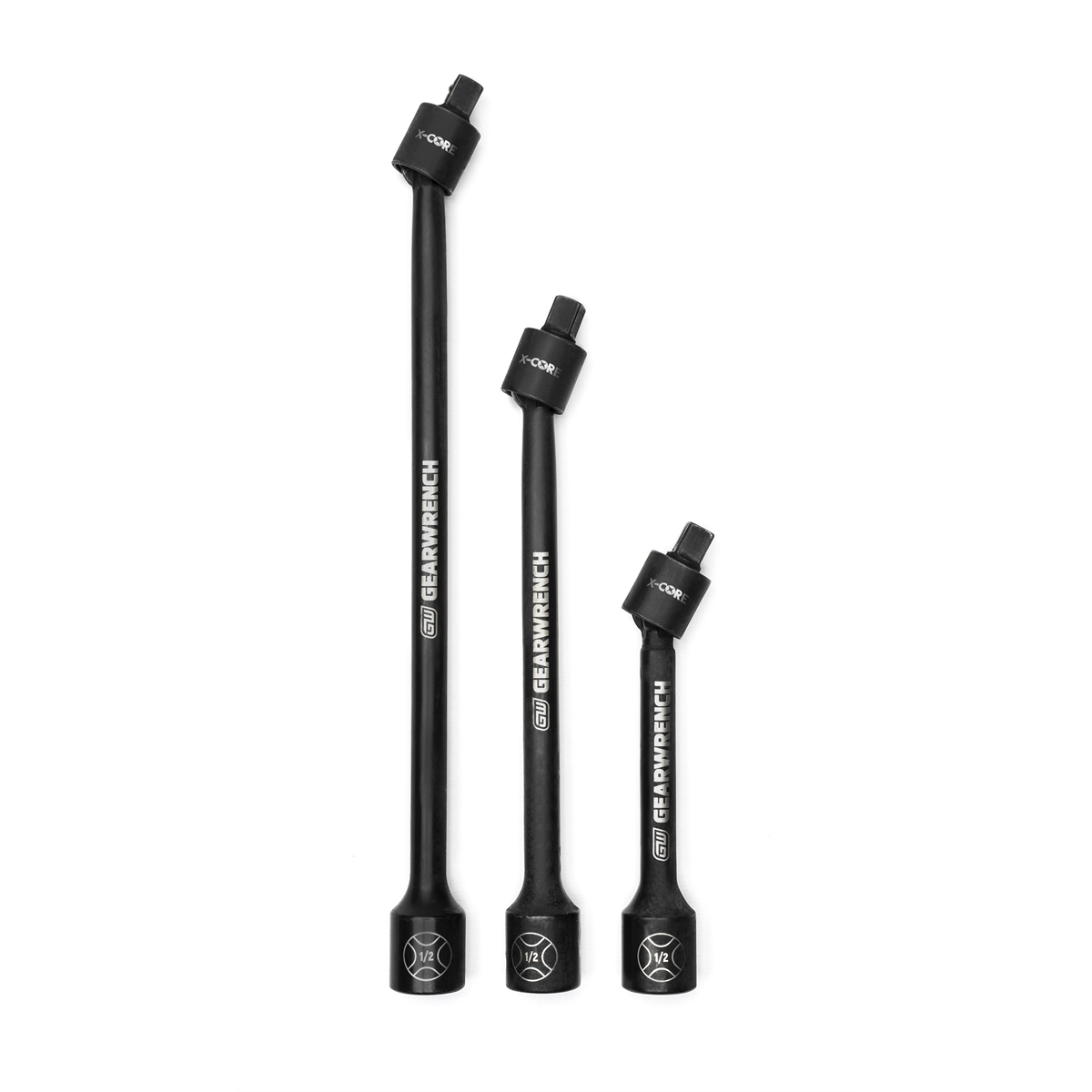 GearWrench 3 Piece 1/2 Inch Drive X-Core Pinless Universal Joint Impact Extension Set 6 Inch, 9 Inch & 12 Inch