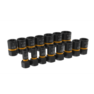 GearWrench 15 Piece 1/4 Inch & 3/8 Inch Drive Bolt Biter Impact Extraction Socket Set