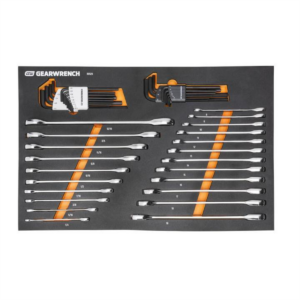 GearWrench 44 Piece 90T SAE/Metric Combination Ratcheting Wrench & Long Arm Hex Key Set with Foam Storage Tray
