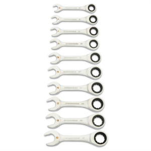 GearWrench 10 Piece 90-Tooth 12 Point Metric Stubby Ratcheting Combination Wrench Set