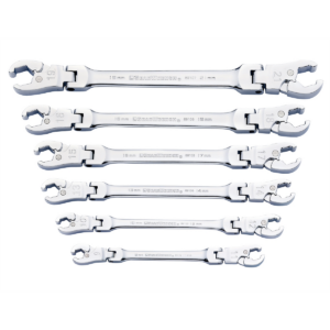 GearWrench 6 Piece Ratcheting Flex Head Flare Nut Metric Wrench Set