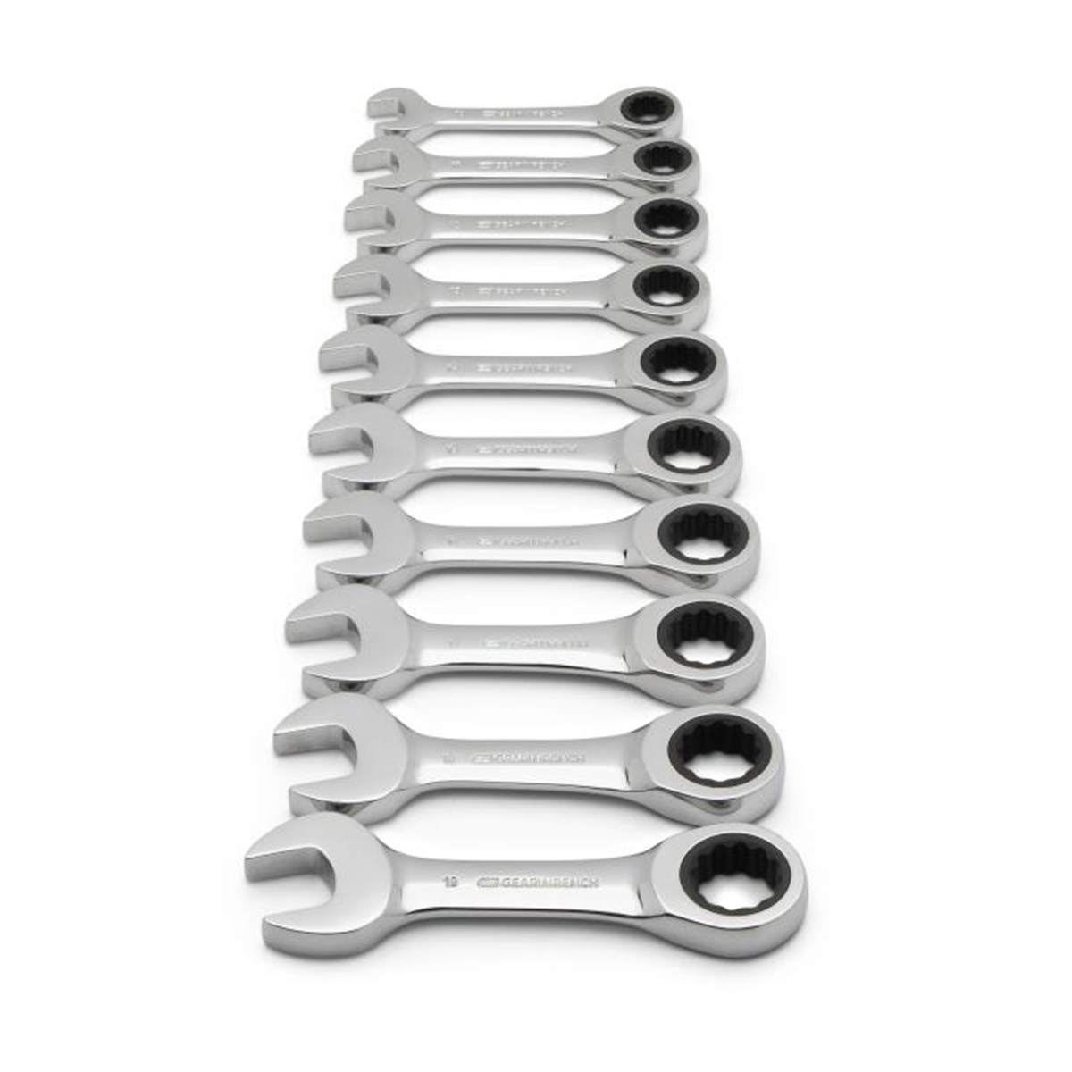GearWrench 10 Piece 72-Tooth 12 Point Stubby Ratcheting Combination Metric Wrench Set