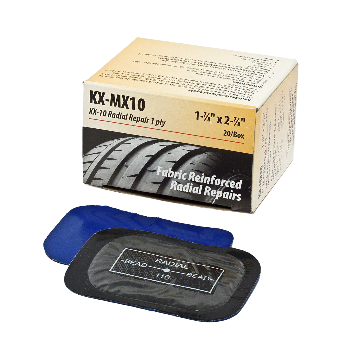 KEX Tire Repair COI MX Radial Repair Patch 1-7/8" x 2-7/8" (48mm x 73mm) 20 Count
