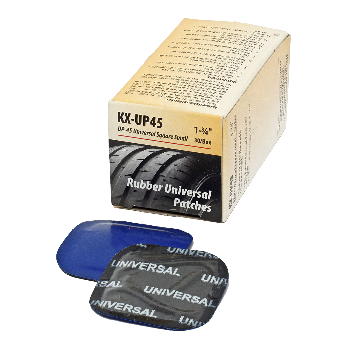 KEX Tire Repair Rubber Reinforced Universal Patch, Square 1-3/4 " (44mm) 30 Count