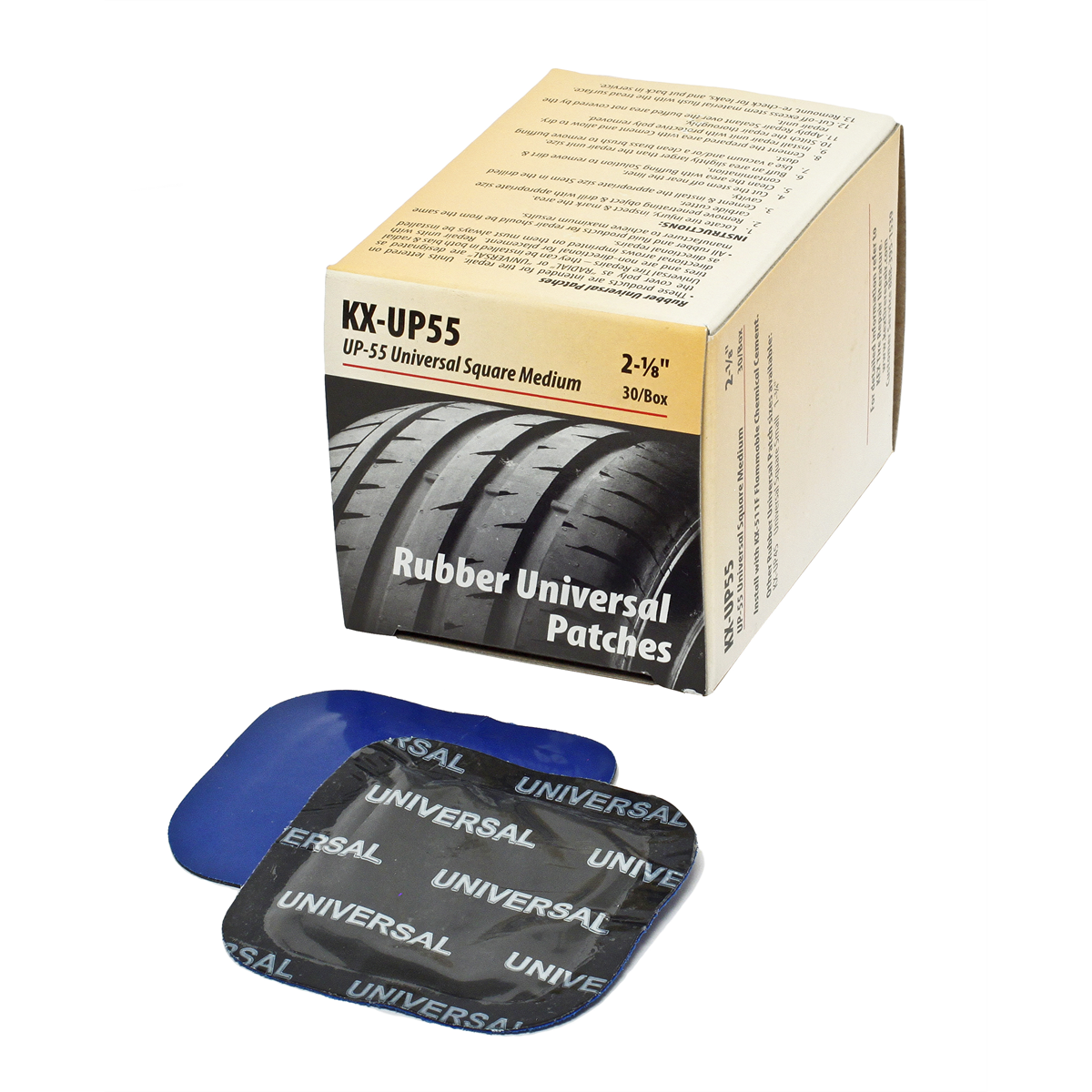 KEX Tire Repair Rubber Reinforced Universal Patch, Square 2-1/8" (54mm) 30 Count