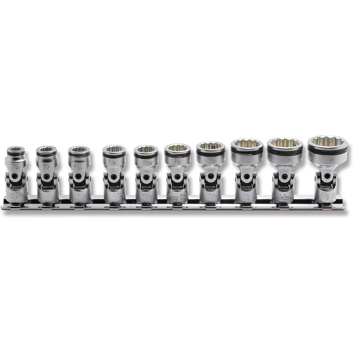 Ko-ken USA 1/4" Sq. Drive SAE Universal 12-Point NUT GRIP 10 Piece Socket Set