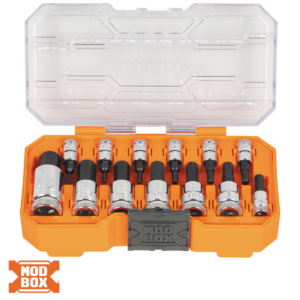 Klein Tools Knurled Hex Bit Socket Set, Metric, 13-Piece