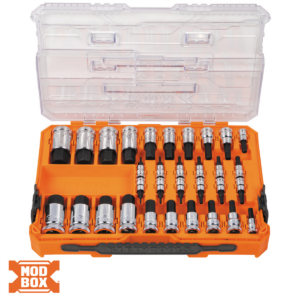 Klein Tools Knurled Hex Bit Socket Set, SAE and Metric, 32-Piece