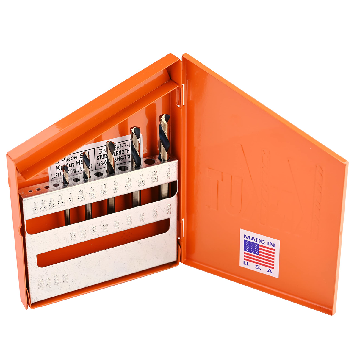 KnKut 5 Piece Left Hand Short Stubby Length Drill Bit Set
