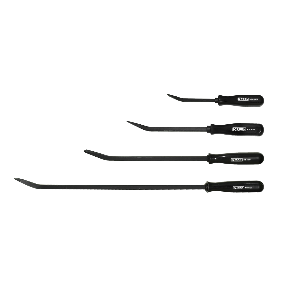 K Tool International Pry Bar Set Bent End 4 Piece w/ Black Square Handle