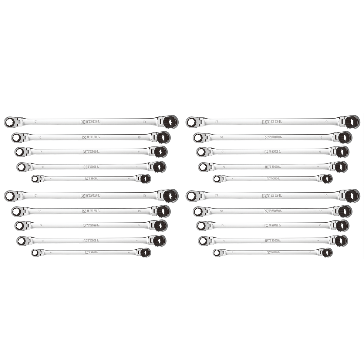 K Tool International 4 Sets of 5 Pc. Metric Double Box Univ Spline 90 Tooth
