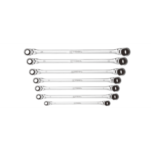 K Tool International Wrench Set 7 Piece Metric Ratcheting Reversible Double Box Universal Spline 90 Tooth (KTIXDDBM4 and KTIXDDBM10)