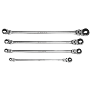 K Tool International Wrench Set 4 Piece Double Box Reversible Ratcheting SAE Universal Spline 90 Tooth