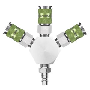 Legacy Manufacturing Flexzilla Pro High Flow 3-Way Manifold, 3/8" NPT, includes High Flow Couplers and Plug