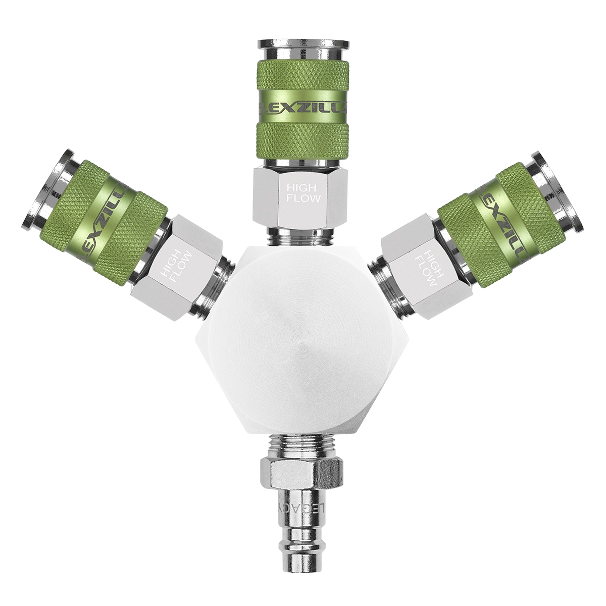 Legacy Manufacturing Flexzilla Pro High Flow 3-Way Manifold, 3/8" NPT, includes High Flow Couplers and Plug